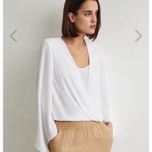 BCBGMAXAZRIA Handkerchief Sleeve Wrap Top